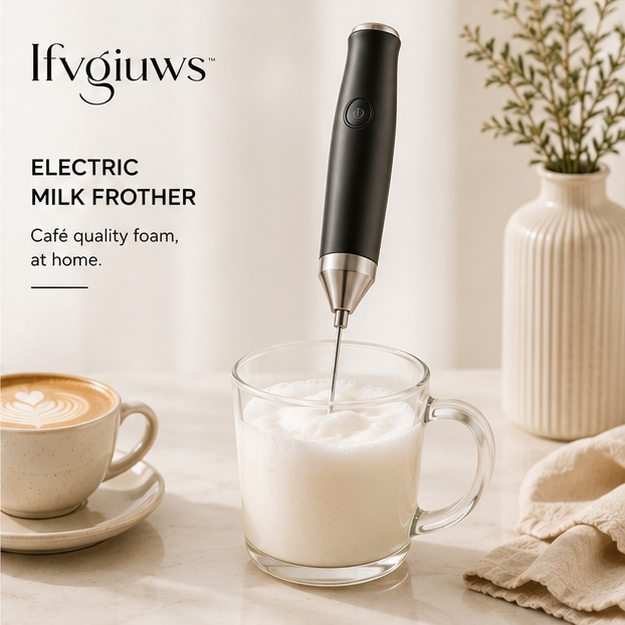 Ifvgiuws™ Handheld Electric Milk Frother for Coffee, Matcha, Latte, Cappuccino & Protein Drinks