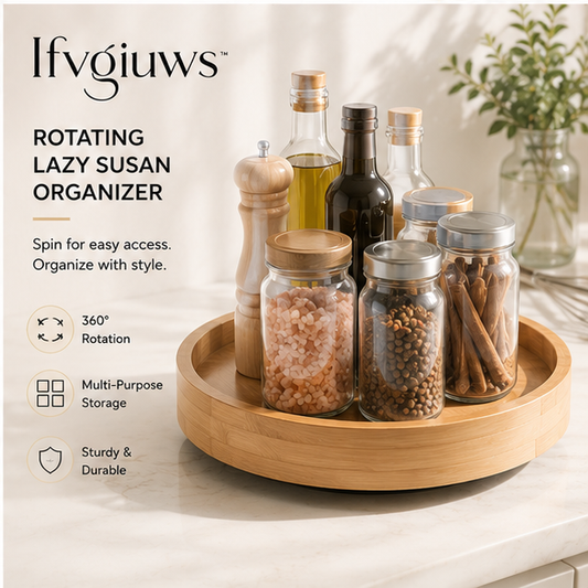 Ifvgiuws™ Rotating Lazy Susan Organizer Tray for Kitchen Countertop, Pantry & Dining Table