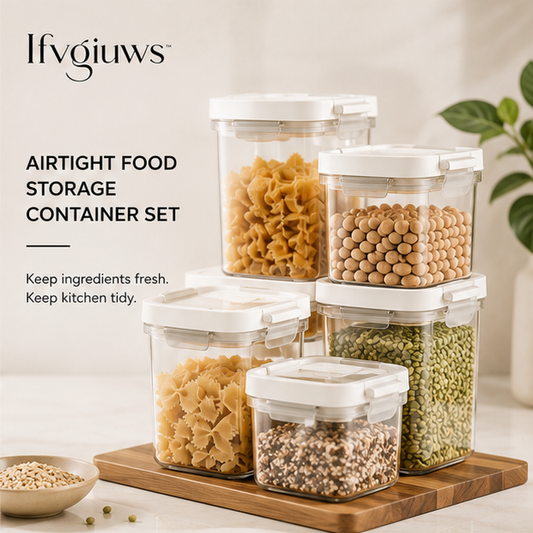 Ifvgiuws™ Airtight Kitchen Pantry Storage Containers for Flour, Sugar, Pasta, Rice & Snacks